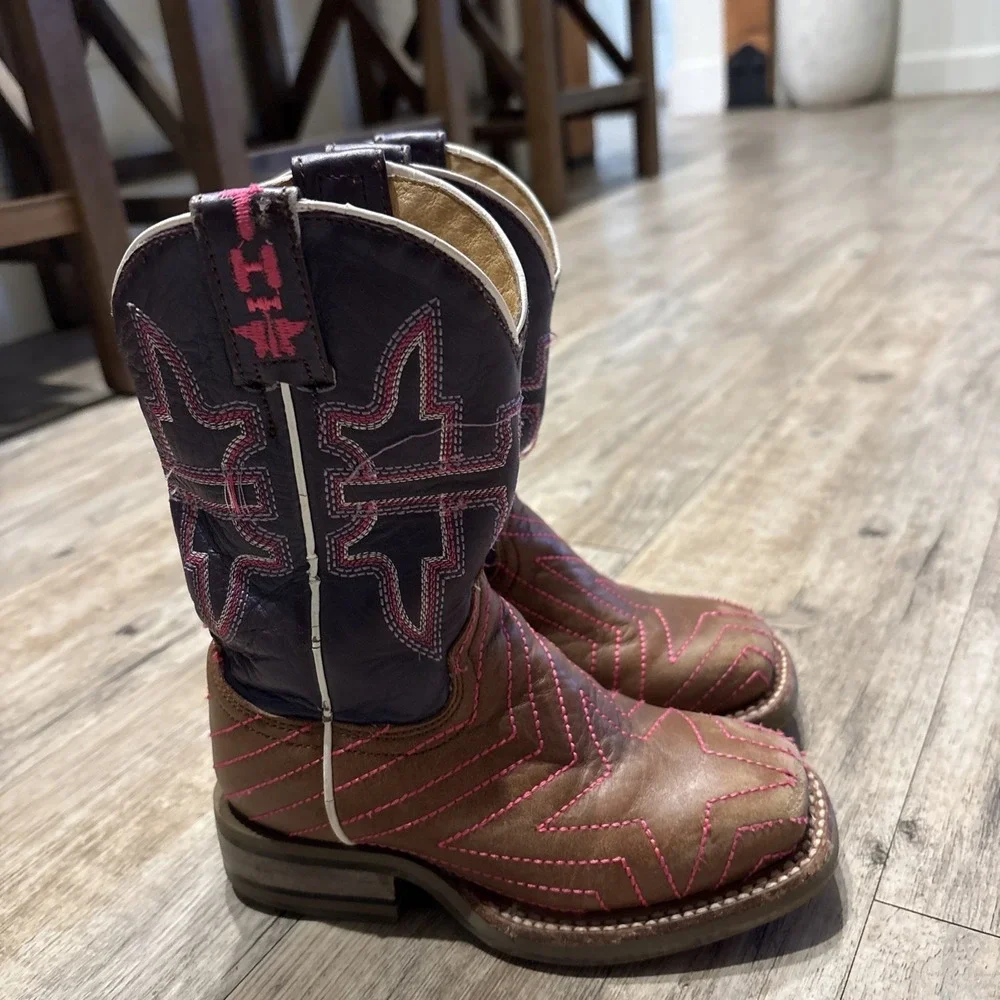 Tin Haul Girls Star Light Boots Size 9 Western Cowgirl Leather
